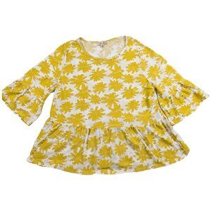 Lavish Semi-sheer Babydoll Top with Flowers Size XL